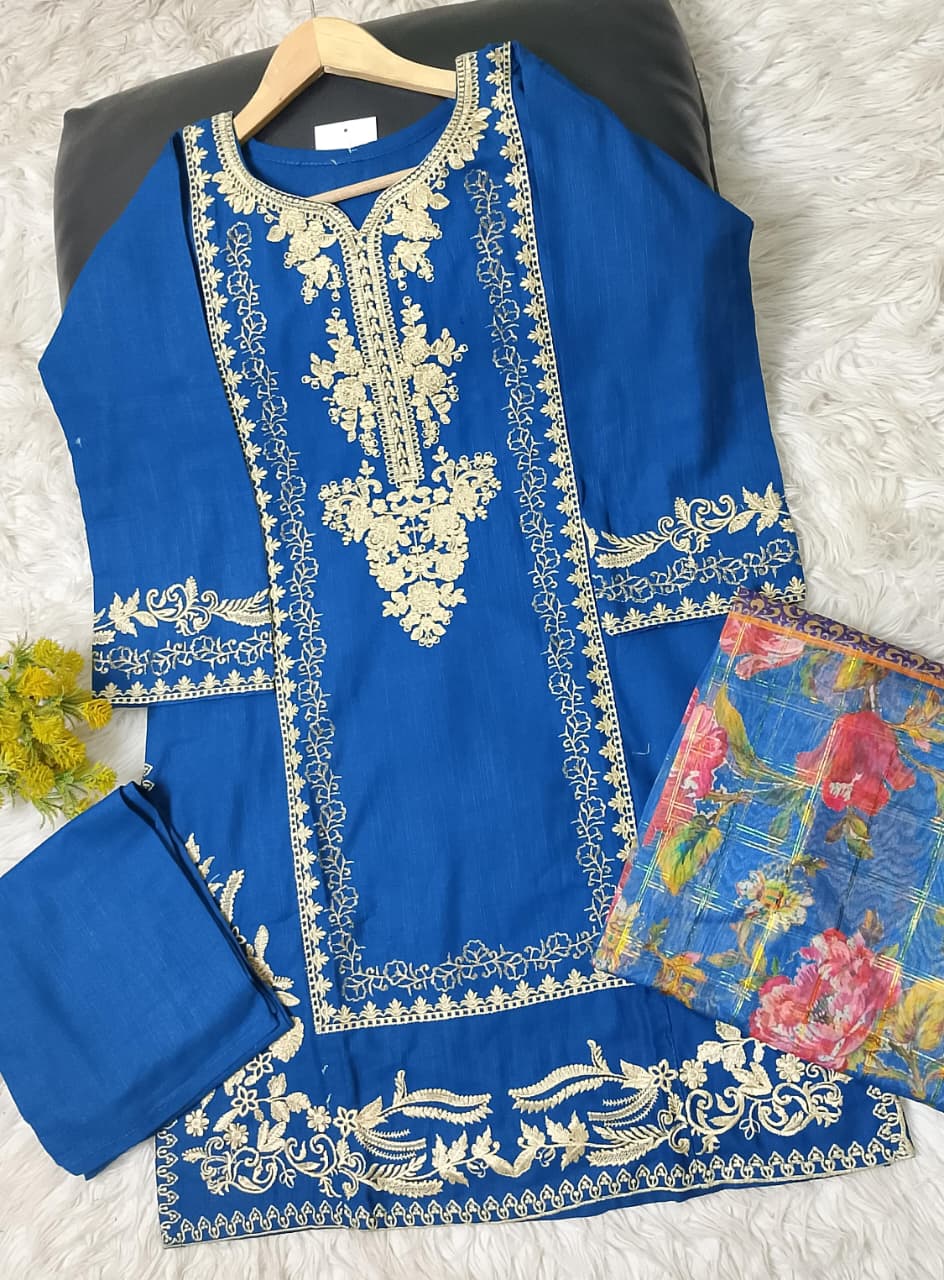 3 PIECE - EMBROIDERED KHADDAR SUIT