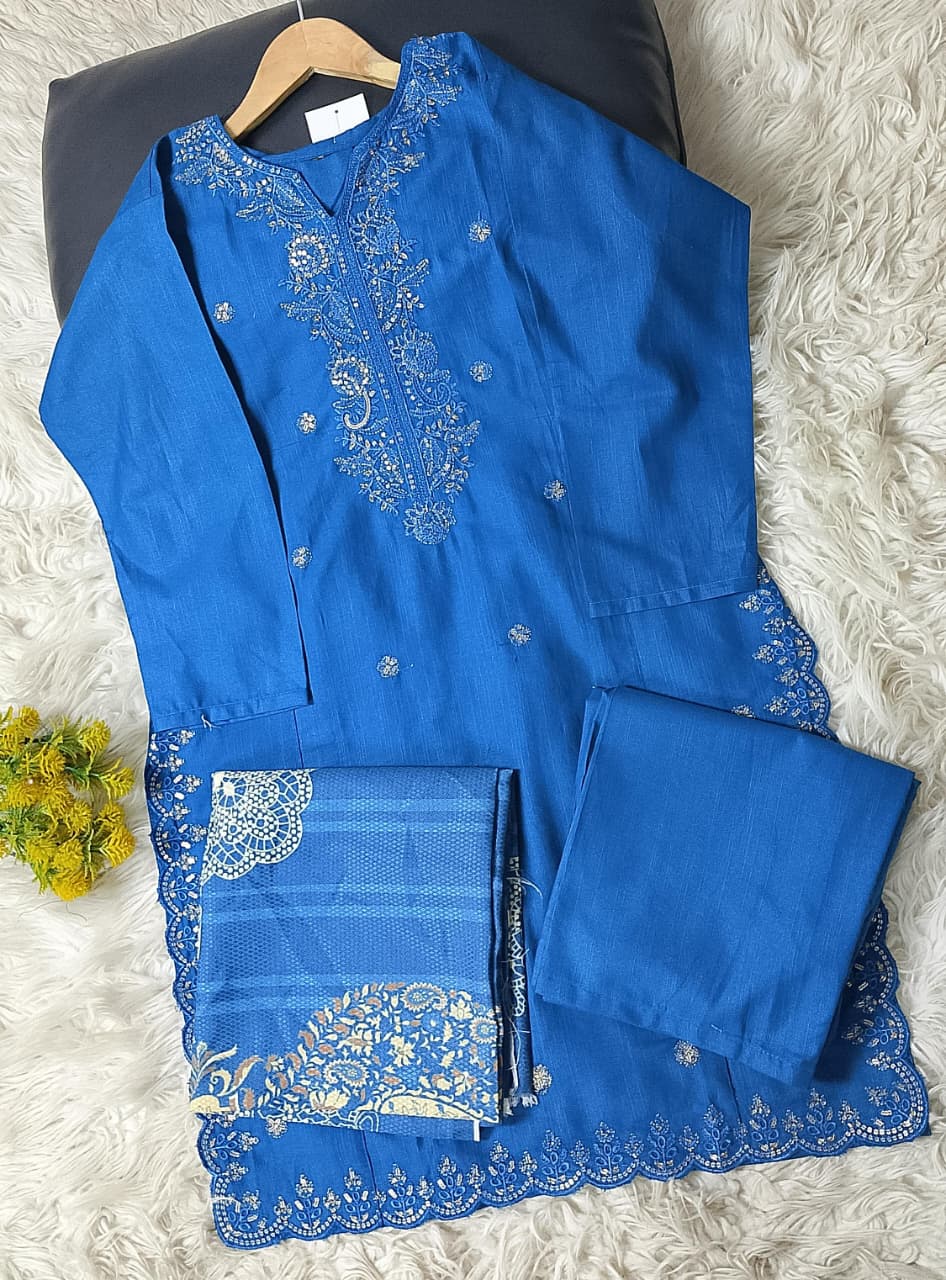3 PIECE - EMBROIDERED KHADDAR SUIT