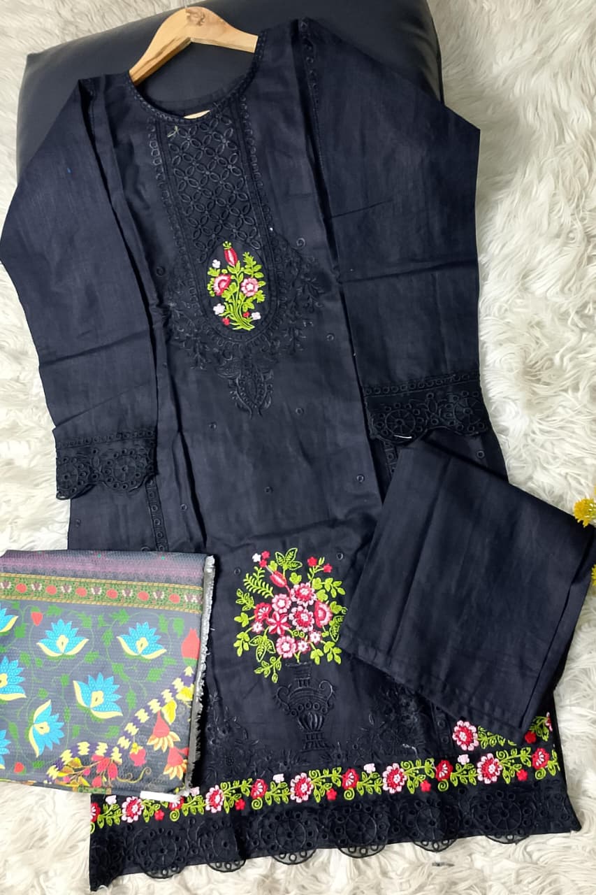 3 PIECE - EMBROIDERED KHADDAR SUIT