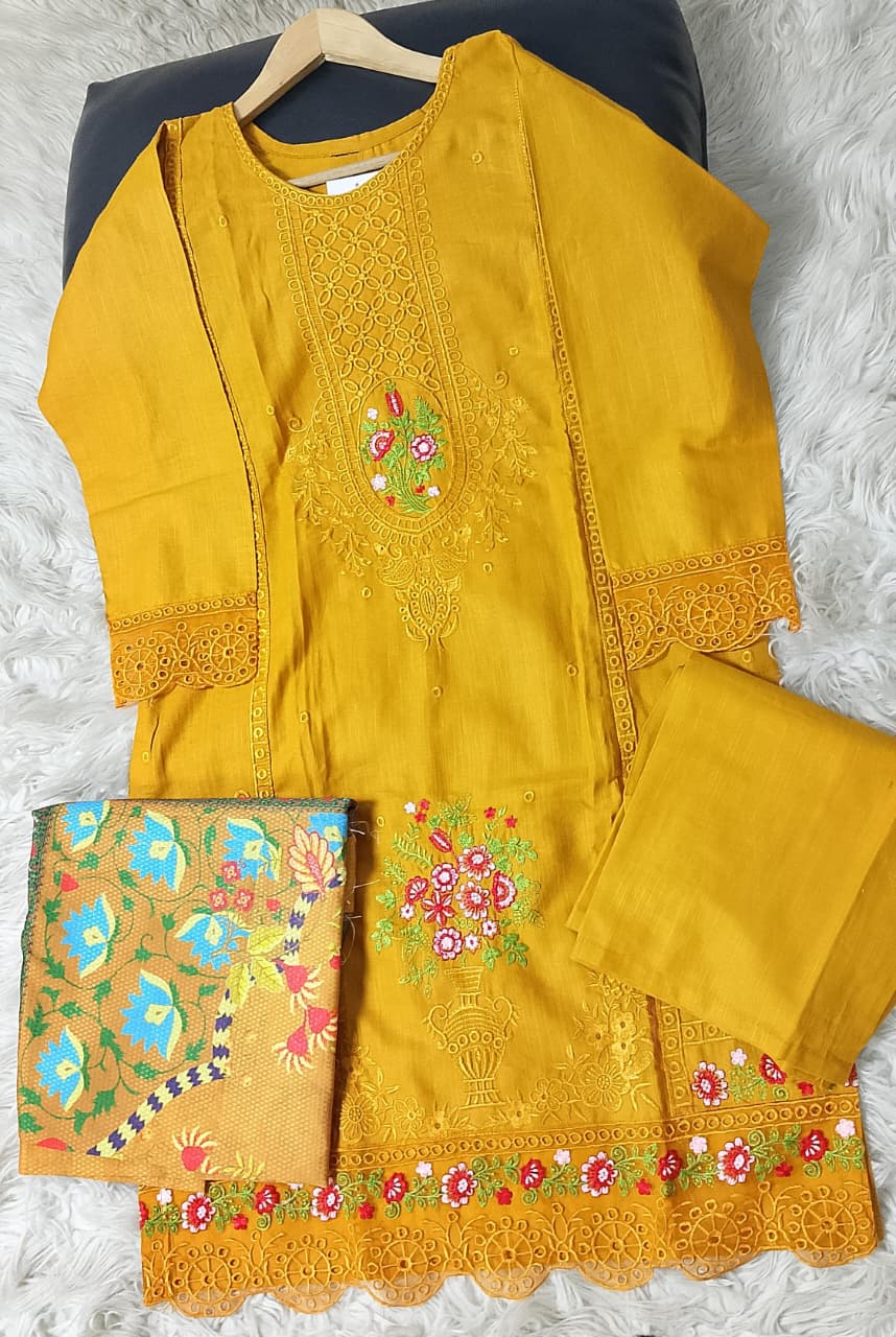 3 PIECE - EMBROIDERED KHADDAR SUIT