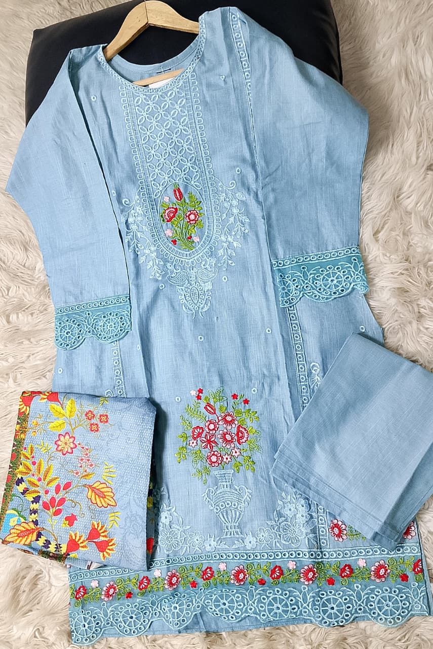 3 PIECE - EMBROIDERED KHADDAR SUIT