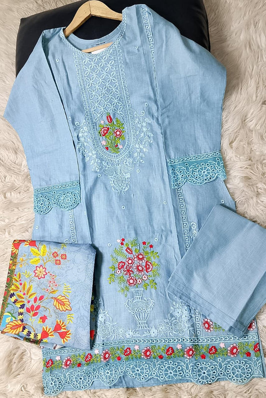 3 PIECE - EMBROIDERED KHADDAR SUIT