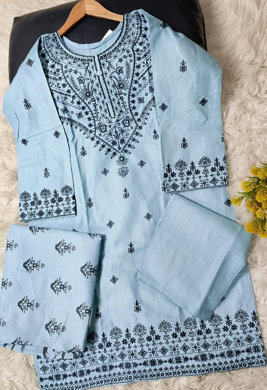 3 PIECE - EMBROIDERED KHADDAR SUIT