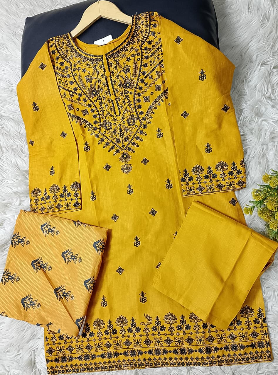 3 PIECE - EMBROIDERED KHADDAR SUIT