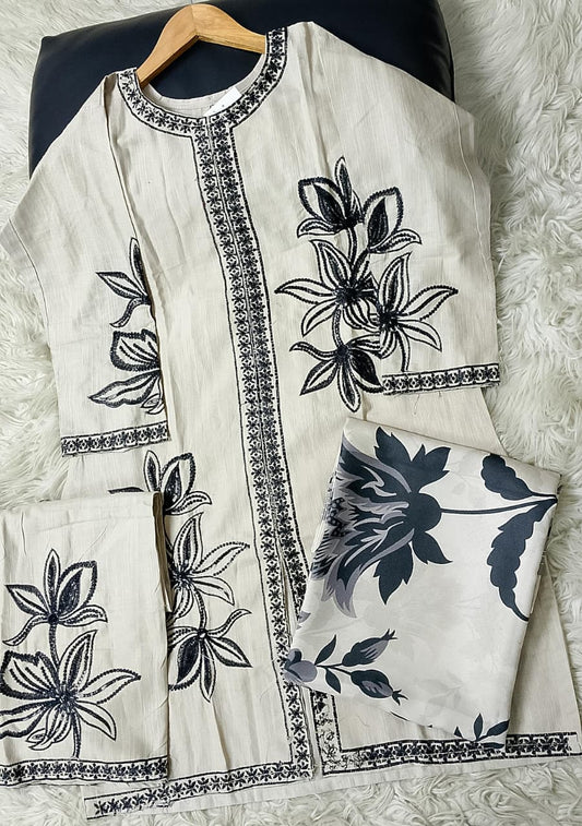 3 PIECE - EMBROIDERED KHADDAR SUIT