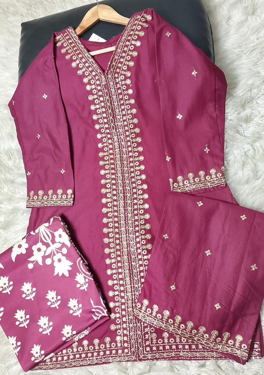 3 PIECE - EMBROIDERED KHADDAR SUIT