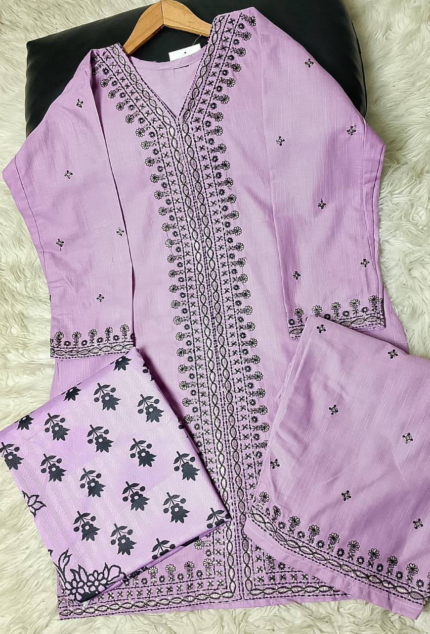3 PIECE - EMBROIDERED KHADDAR SUIT