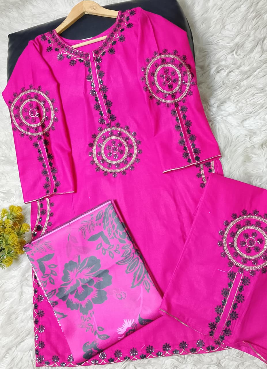 3 PIECE - EMBROIDERED KHADDAR SUIT