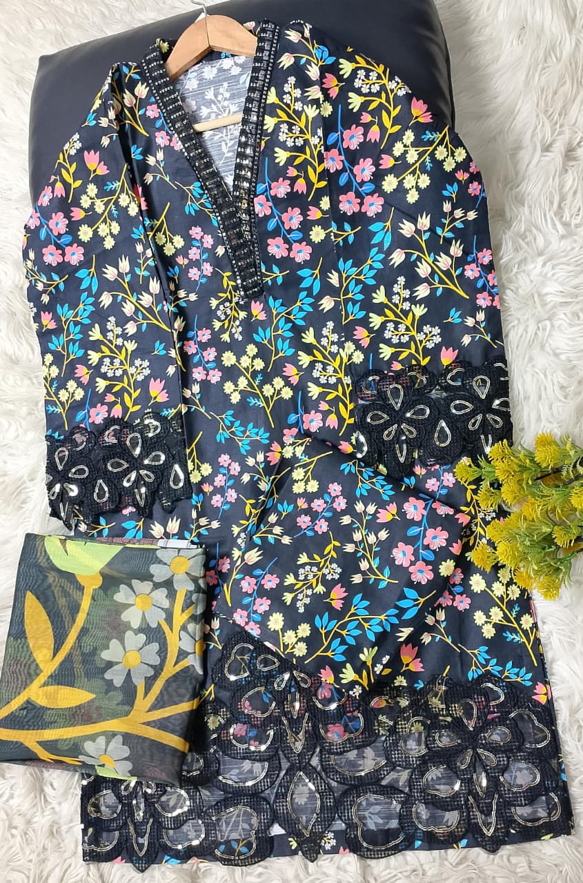 3 PIECE - EMBROIDERED KHADDAR SUIT