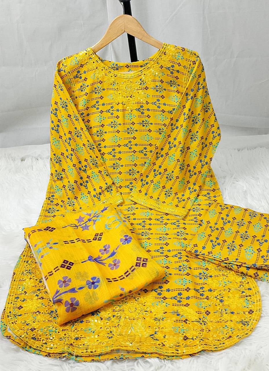 3 PIECE - EMBROIDERED KHADDAR SUIT