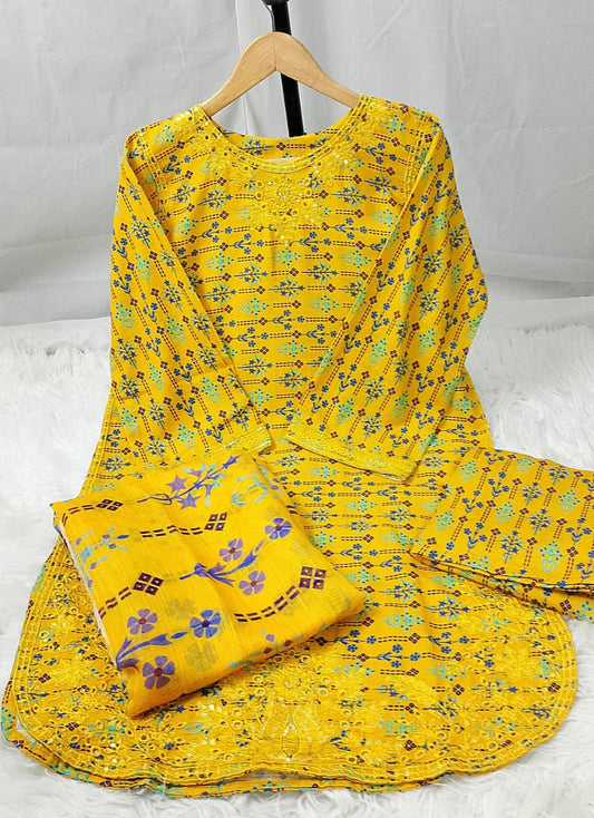 3 PIECE - EMBROIDERED KHADDAR SUIT