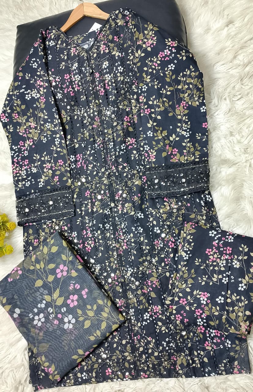 3 PIECE - EMBROIDERED KHADDAR SUIT