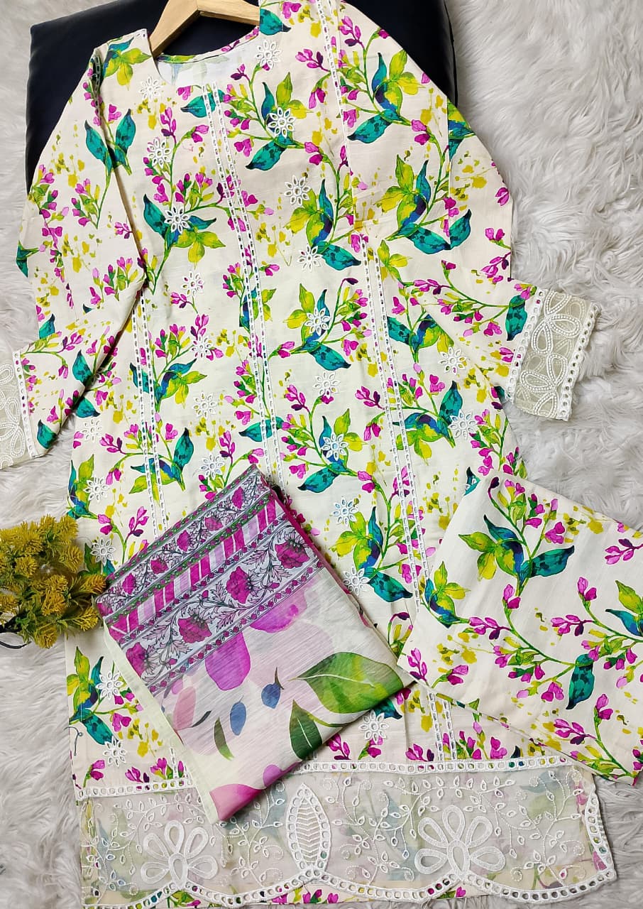 3 PIECE - EMBROIDERED KHADDAR SUIT