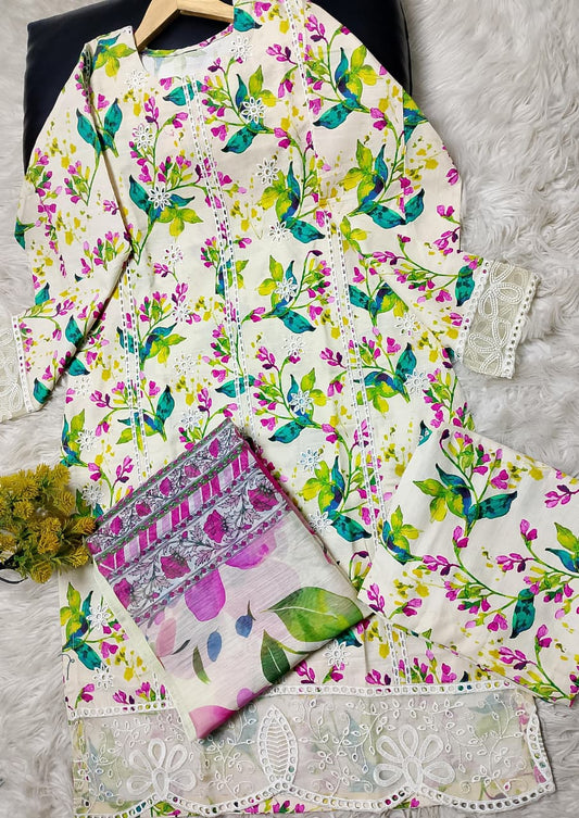 3 PIECE - EMBROIDERED KHADDAR SUIT