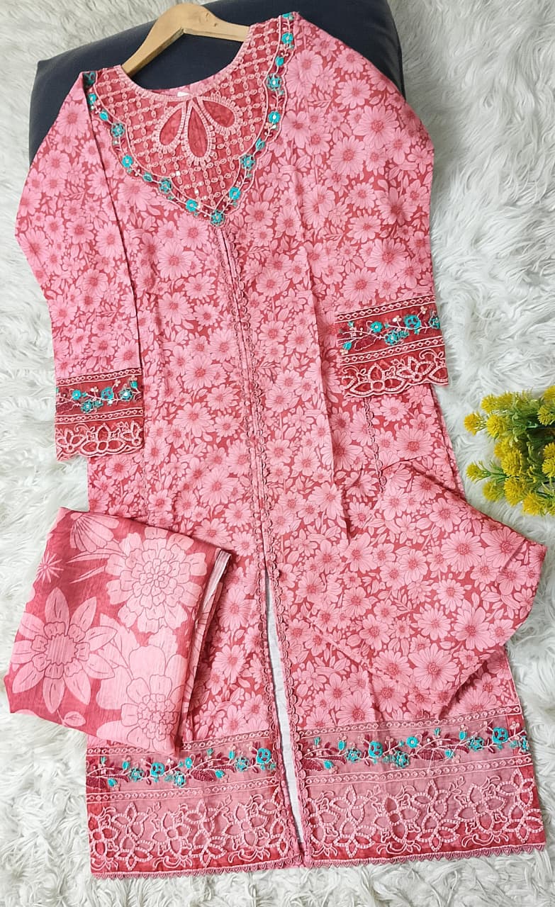 3 PIECE - EMBROIDERED KHADDAR SUIT