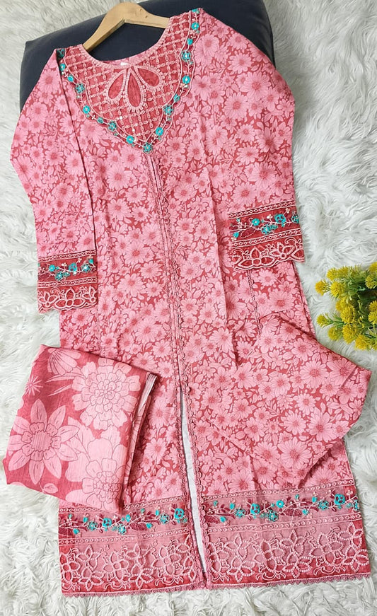 3 PIECE - EMBROIDERED KHADDAR SUIT