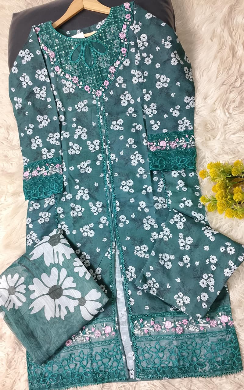 3 PIECE - EMBROIDERED KHADDAR SUIT