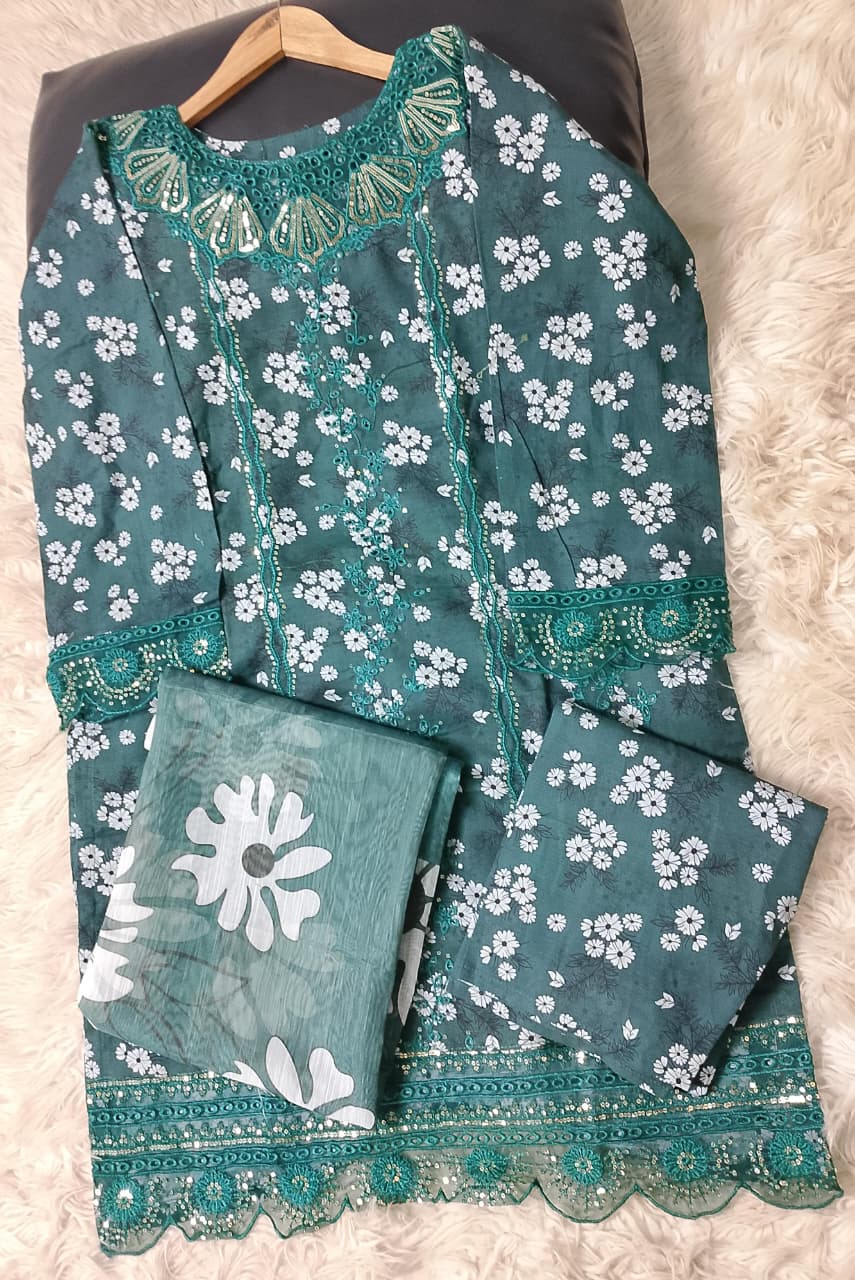 3 PIECE - EMBROIDERED KHADDAR SUIT