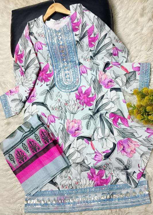 3 PIECE - EMBROIDERED KHADDAR SUIT