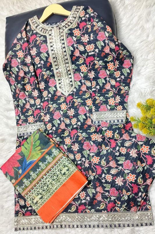 3 PIECE - EMBROIDERED KHADDAR SUIT