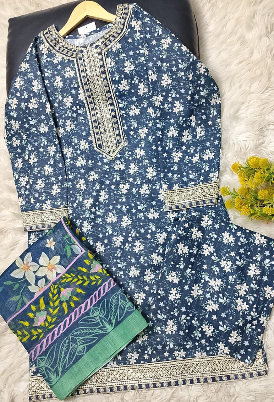 3 PIECE - EMBROIDERED KHADDAR SUIT