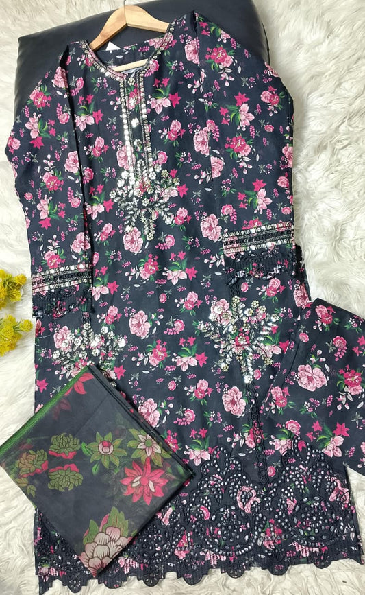 3 PIECE - EMBROIDERED KHADDAR SUIT