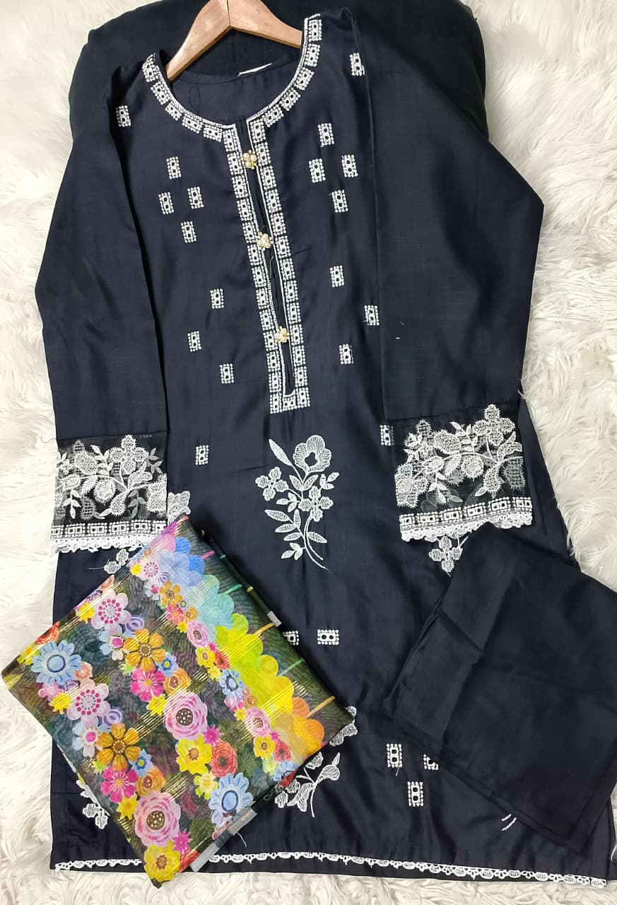 3 PIECE - EMBROIDERED KHADDAR SUIT