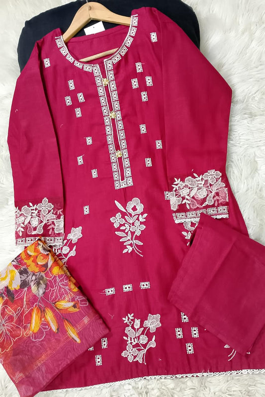 3 PIECE - EMBROIDERED KHADDAR SUIT