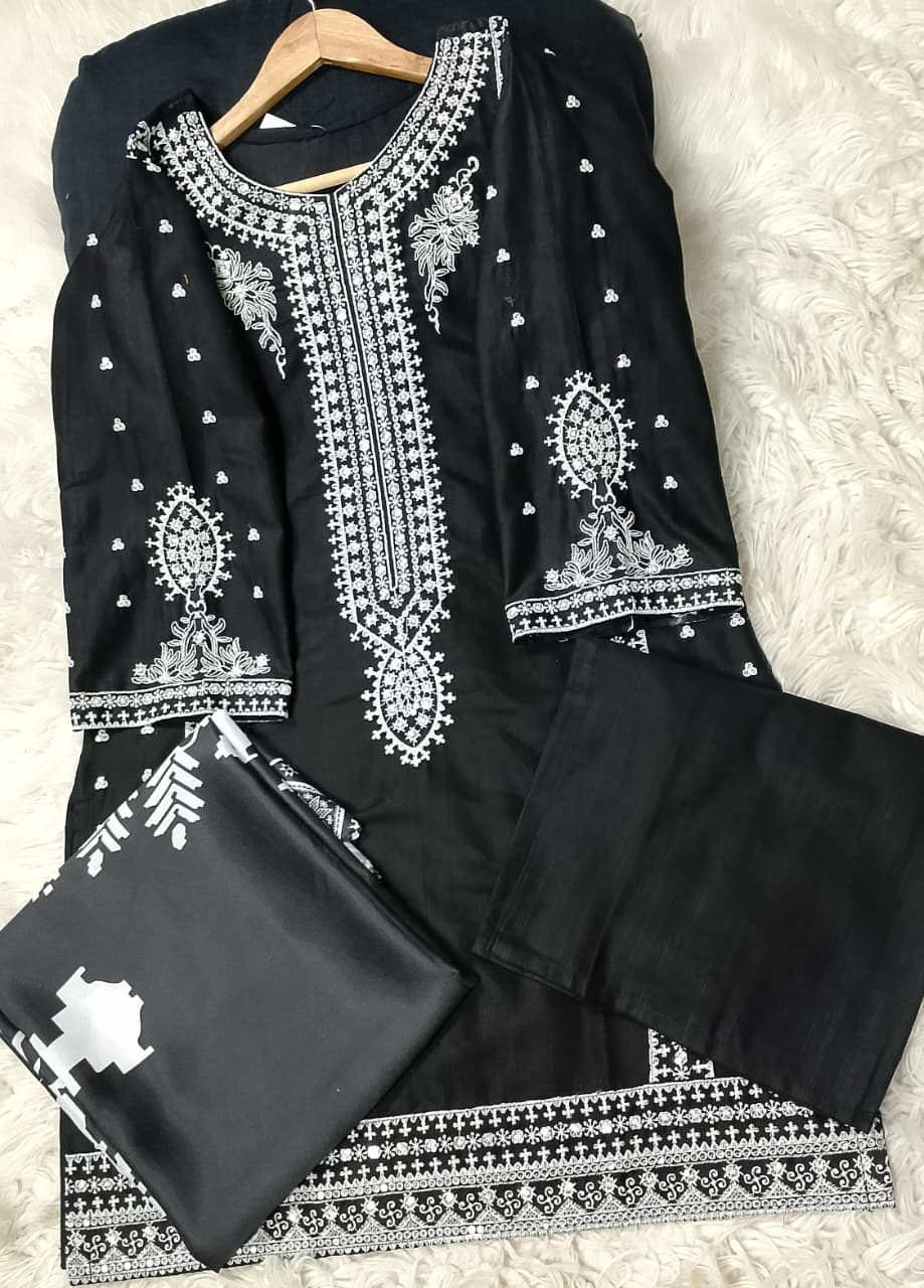 3 PIECE - EMBROIDERED KHADDAR SUIT