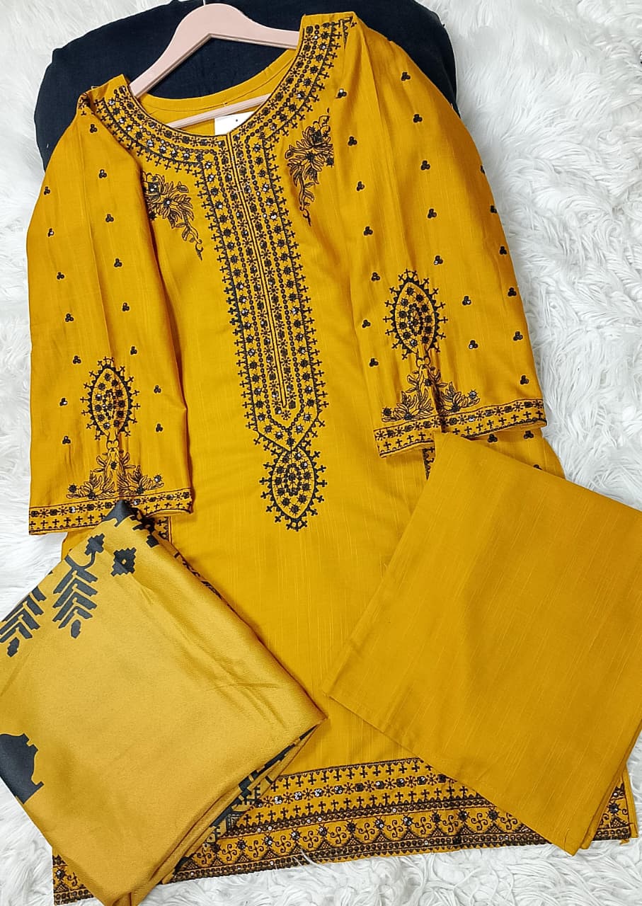 3 PIECE - EMBROIDERED KHADDAR SUIT