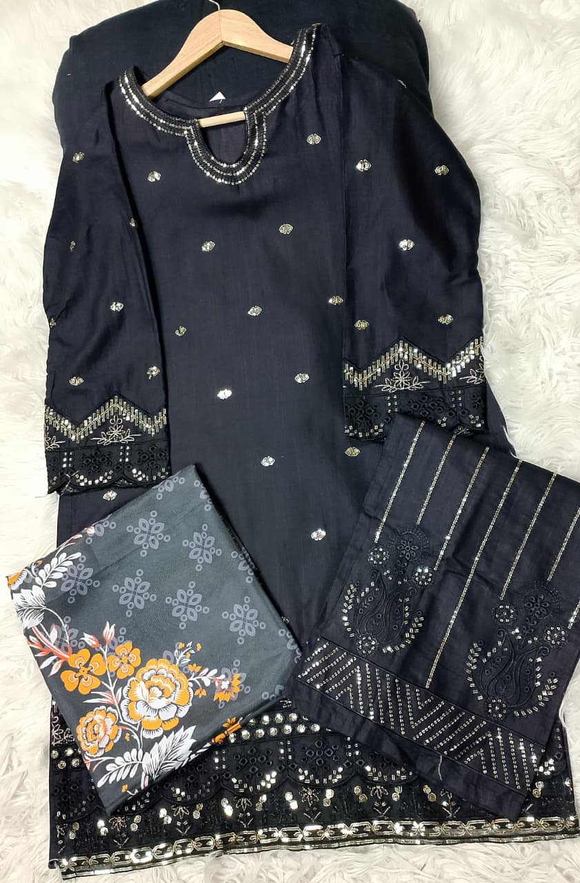 3 PIECE - EMBROIDERED KHADDAR SUIT