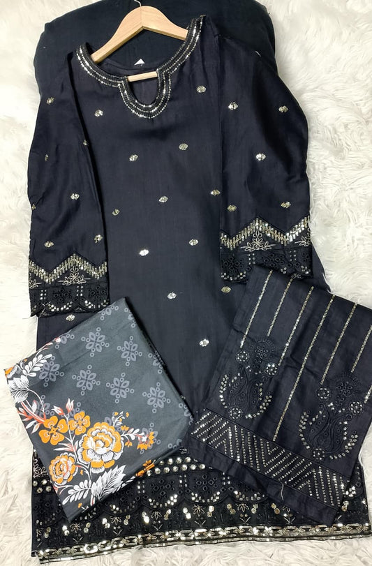 3 PIECE - EMBROIDERED KHADDAR SUIT