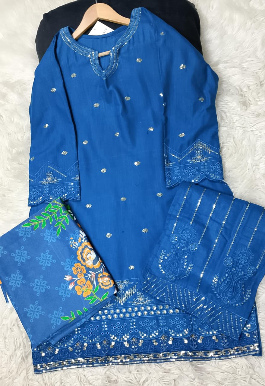 3 PIECE - EMBROIDERED KHADDAR SUIT