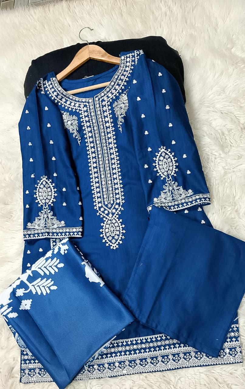 3 PIECE - EMBROIDERED KHADDAR SUIT