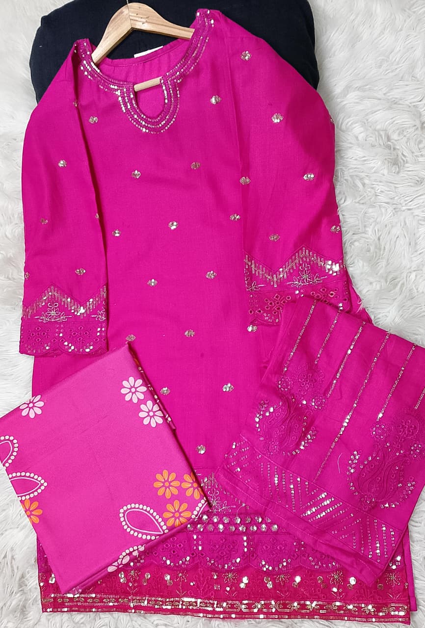 3 PIECE - EMBROIDERED KHADDAR SUIT