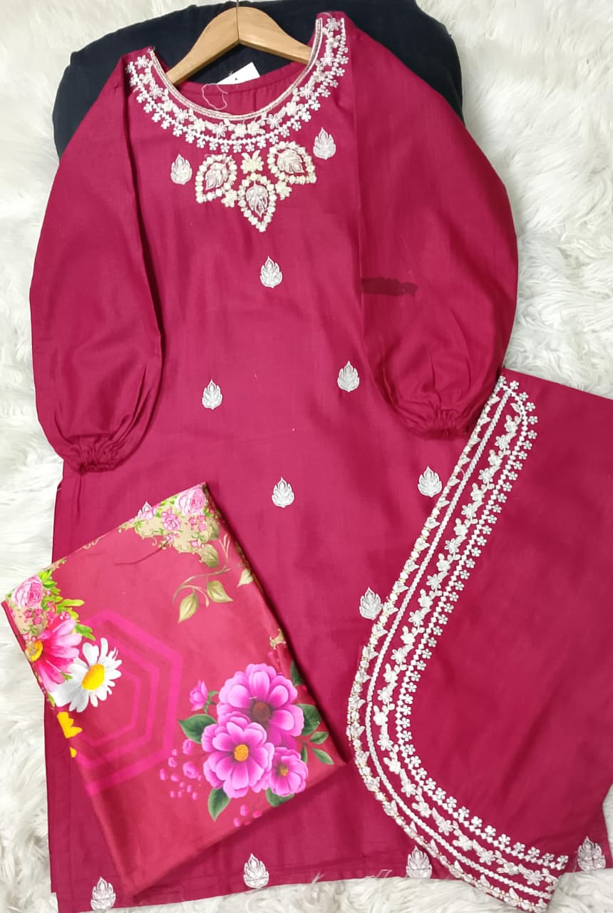 3 PIECE - EMBROIDERED KHADDAR SUIT