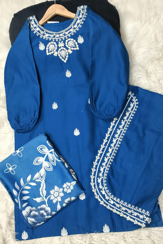 3 PIECE - EMBROIDERED KHADDAR SUIT