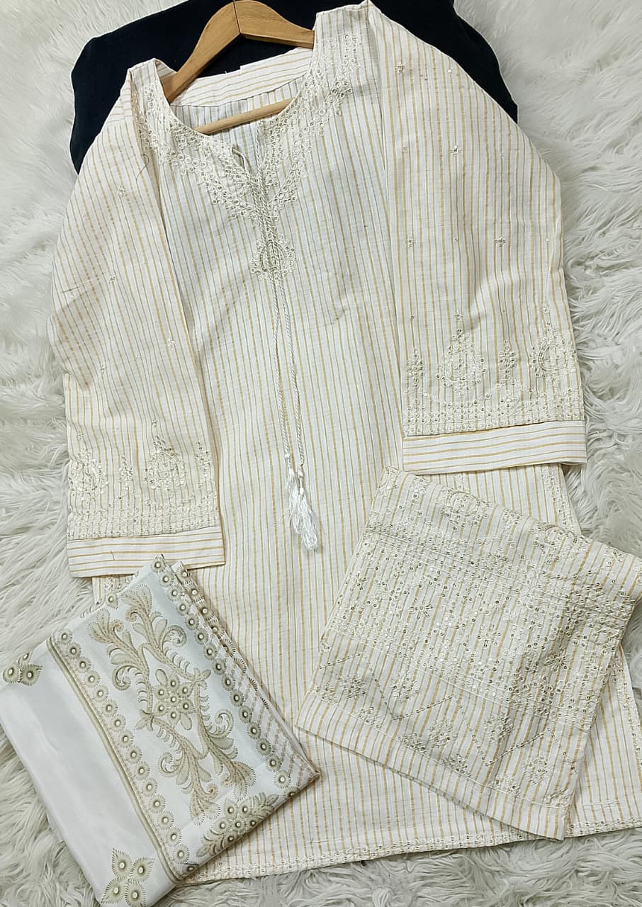 3 PIECE - EMBROIDERED KHADDAR SUIT