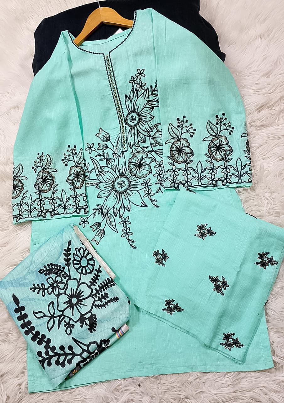 3 PIECE - EMBROIDERED KHADDAR SUIT