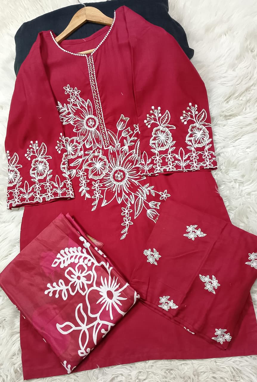 3 PIECE - EMBROIDERED KHADDAR SUIT