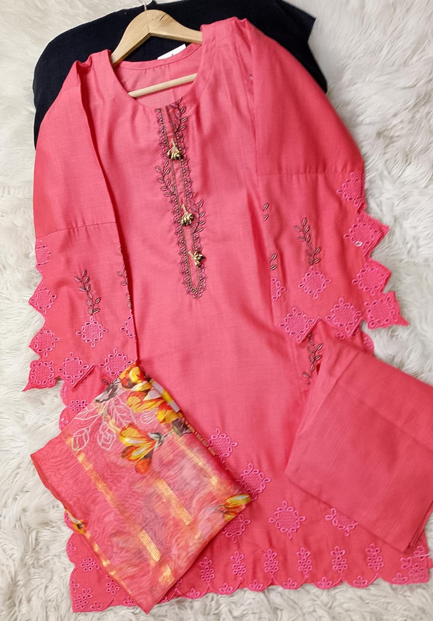 3 PIECE - EMBROIDERED KHADDAR SUIT