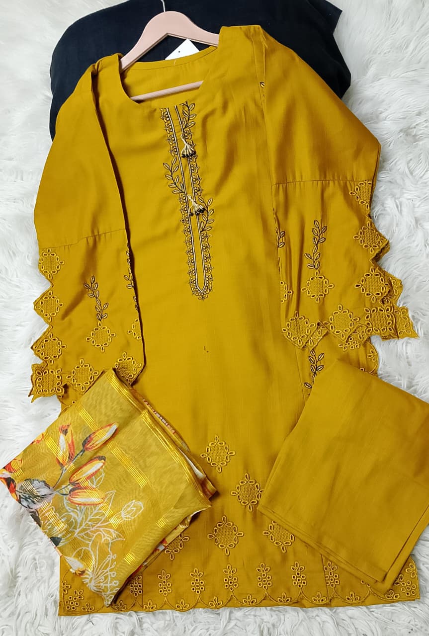 3 PIECE - EMBROIDERED KHADDAR SUIT