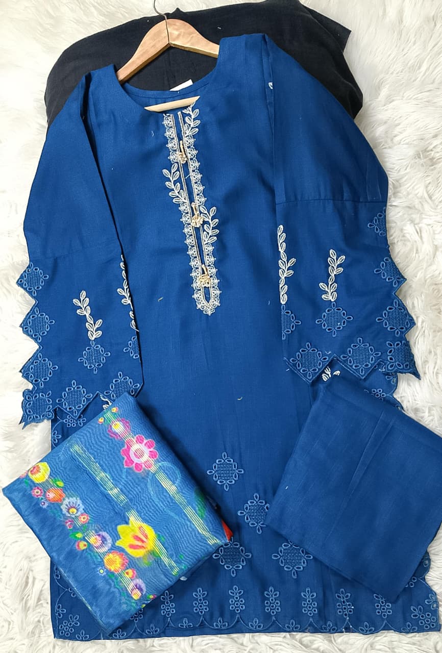 3 PIECE - EMBROIDERED KHADDAR SUIT