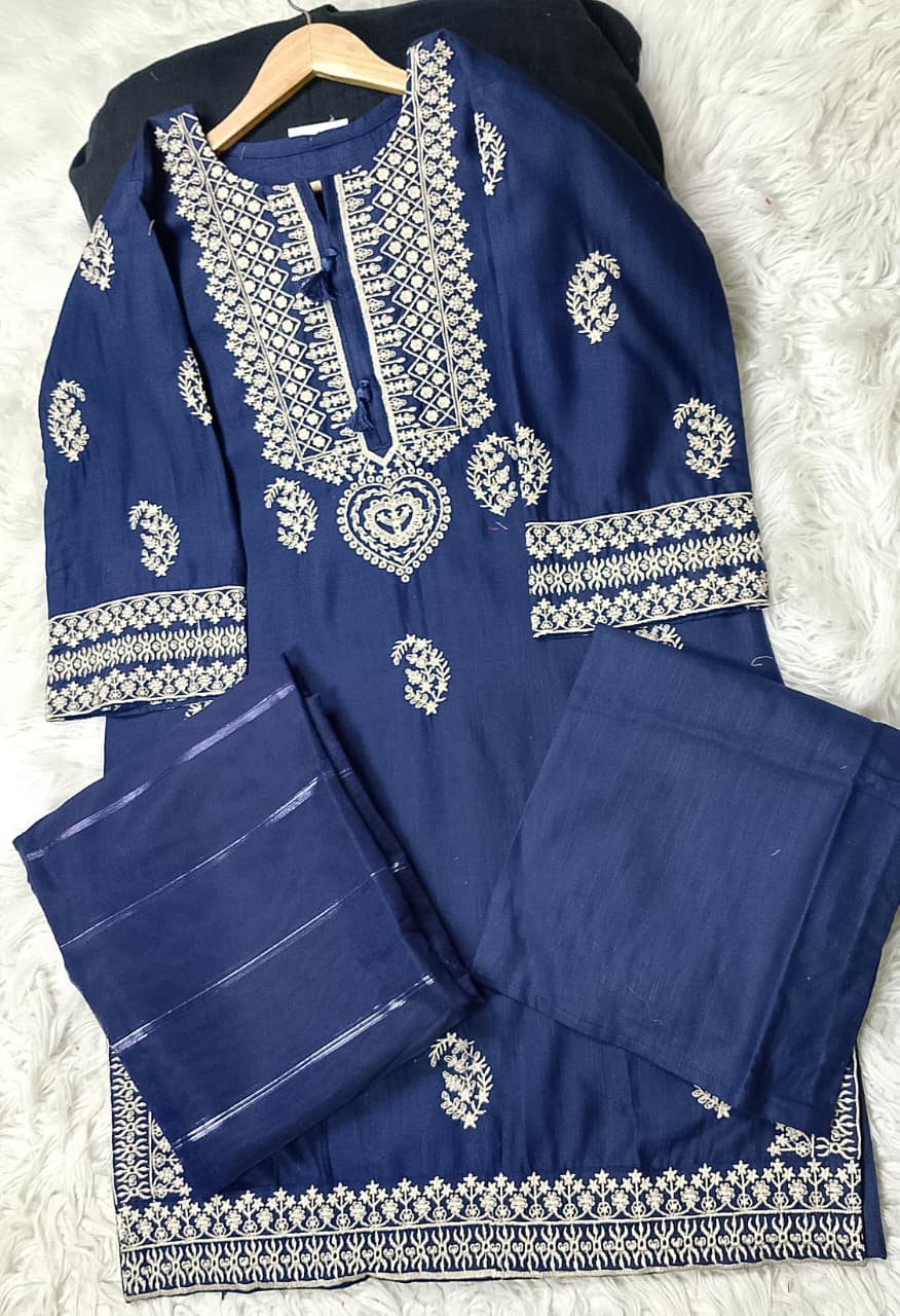 3 PIECE - EMBROIDERED KHADDAR SUIT