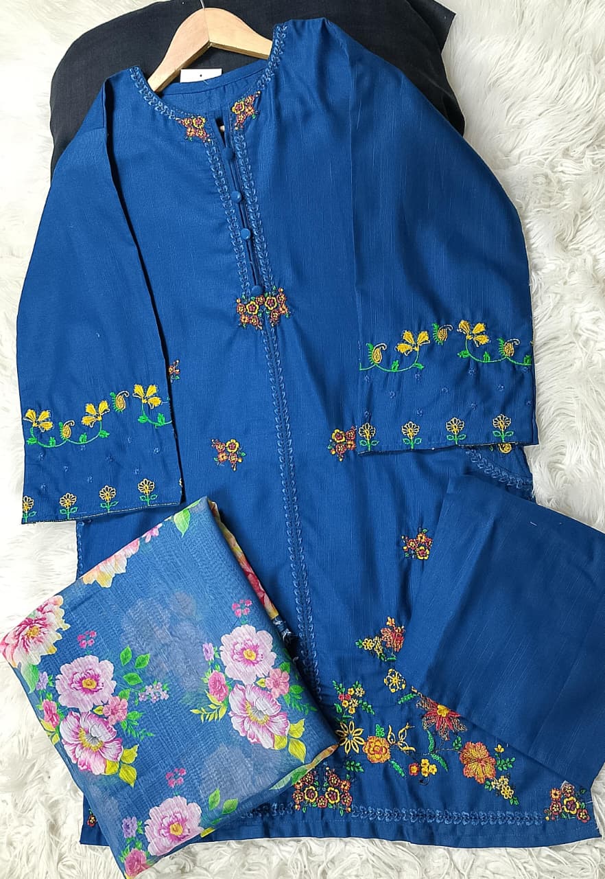 3 PIECE - EMBROIDERED KHADDAR SUIT