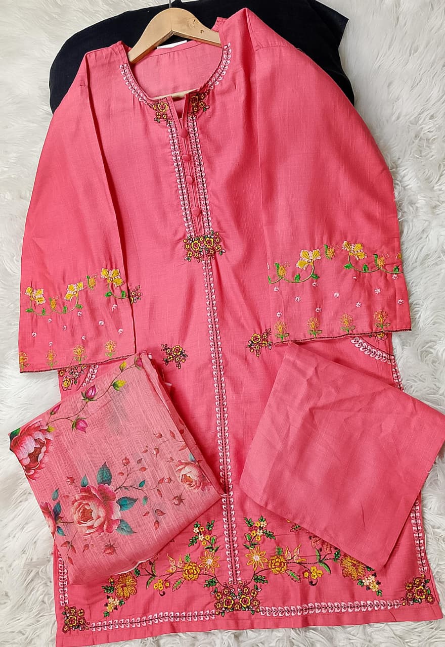 3 PIECE - EMBROIDERED KHADDAR SUIT