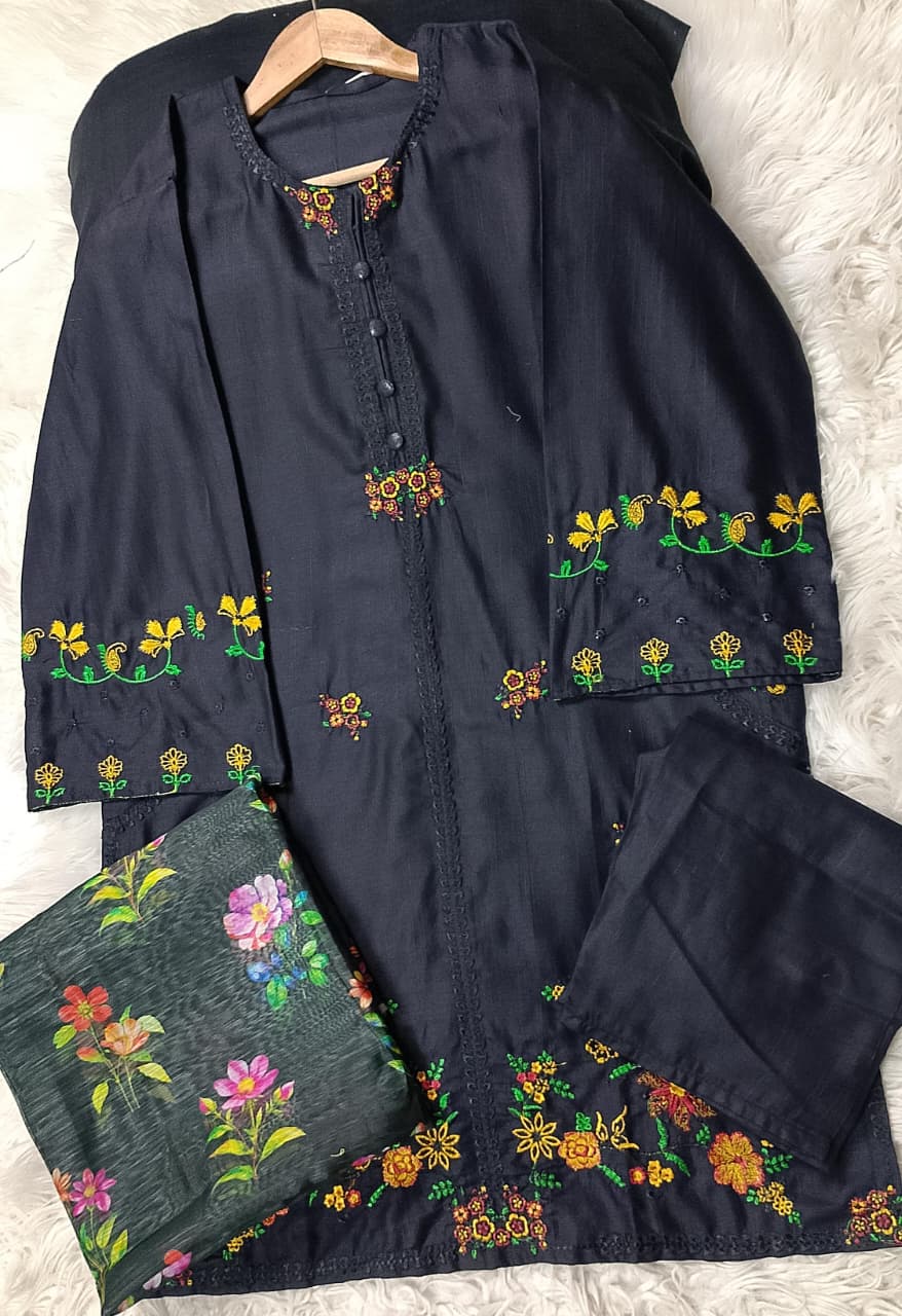 3 PIECE - EMBROIDERED KHADDAR SUIT