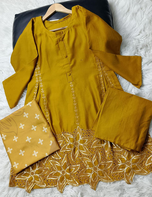 3 PIECE - EMBROIDERED KHADDAR SUIT