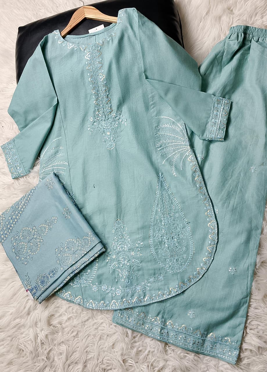 3 PIECE - EMBROIDERED KHADDAR SUIT