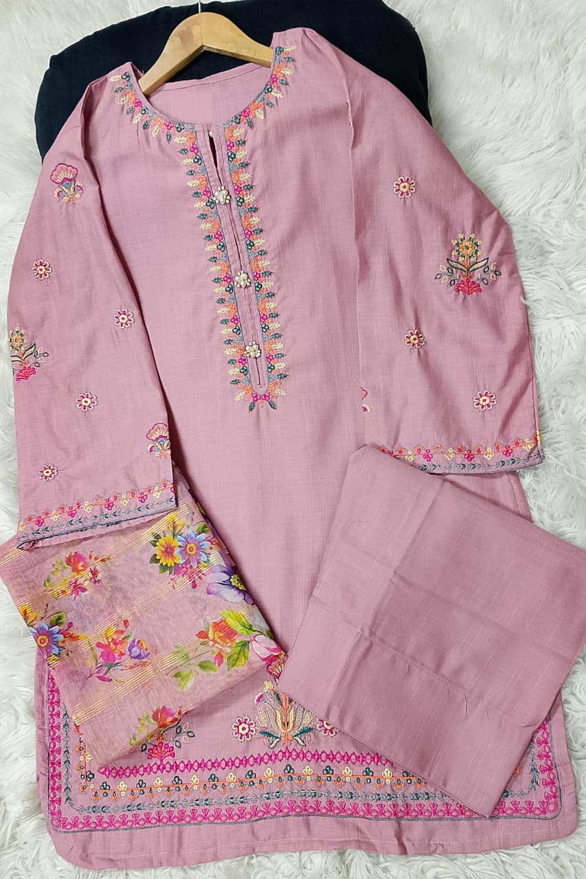 3 PIECE - EMBROIDERED KHADDAR SUIT